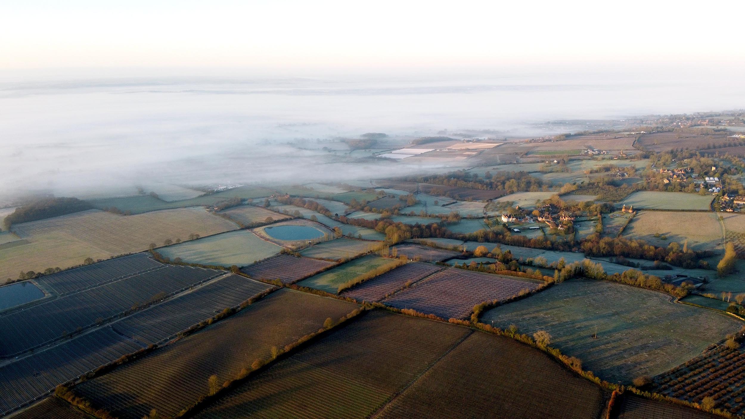 Drone shot of Kent countryside